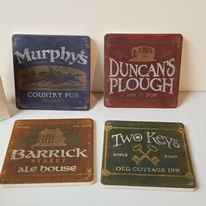 CoasterStone Coasters Irish Pubs Pottery Ceramic Cork Backing Colorful New Lot 4